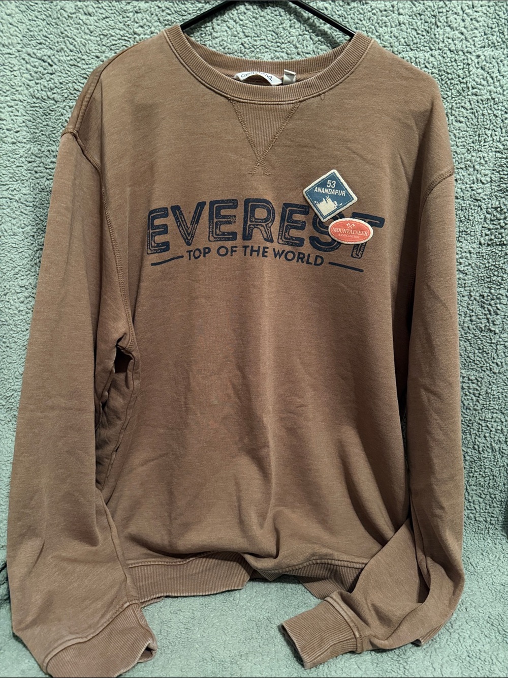 Brown Crewneck Sweatshirt with Chest Graphic